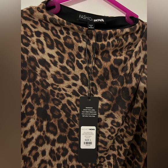 Fashion Nova Leopard Print Bodysuit - Picture 3 of 4